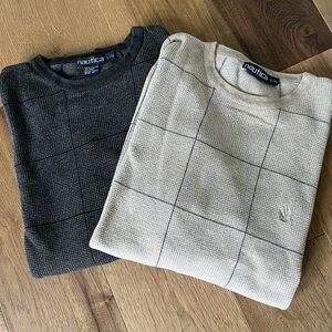 Nautica Crewneck Sweater  - Set of 2 - Black/Gray and Cream